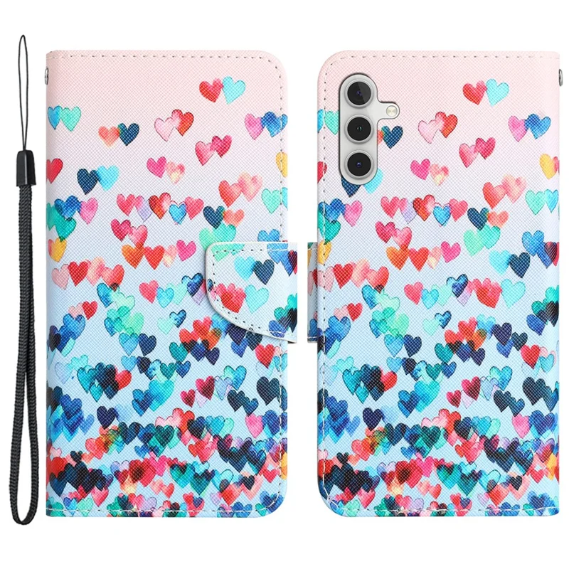 For Samsung Galaxy S24+ Case PU Leather Pattern Printing Stand Cover - Love Heart