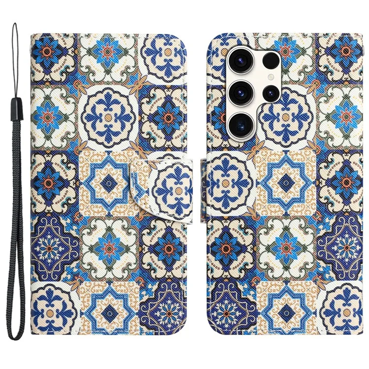 Для Samsung Galaxy S24 Ultra Case Pattern Printing Phone Cover с бумажником - Ретро Тотем