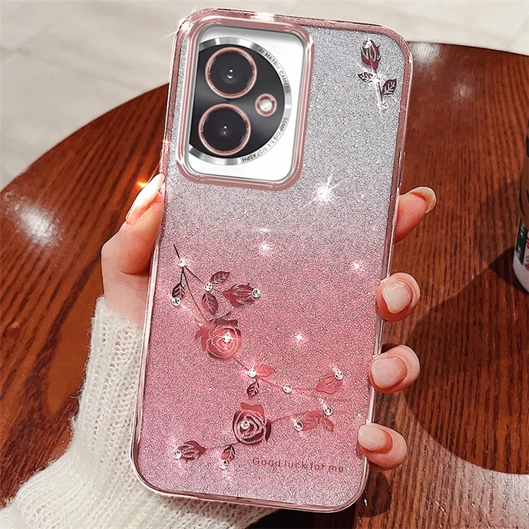 KADEM For Honor 100 5G Cell Phone Case Gradient Glitter Anti-scratch TPU Cover - Rose Gold