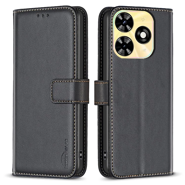 BINFEN COLOR BF17 Para TECNO Spark 20C Funda Billetera de Piel de Cuero Antideslizante - Negro