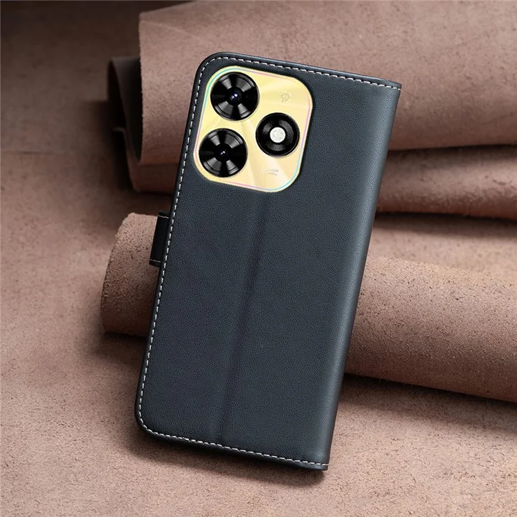 BINFEN COLOR BF17 Para TECNO Spark 20C Funda Billetera de Piel de Cuero Antideslizante - Negro