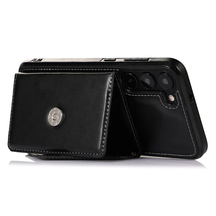 For Samsung Galaxy A54 5G Cell Phone Case Leather+TPU Crossbody Cover with Card Holder - Black