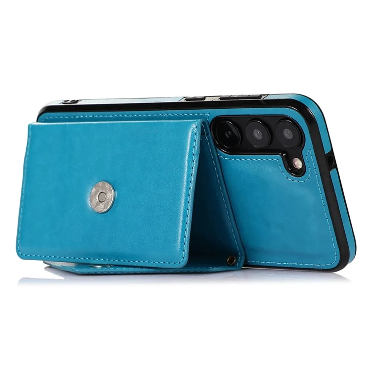Funda para Samsung Galaxy A34 5G Tapa Triangular Bolsa para Tarjetas de Cuero+TPU Bandolera - Azul