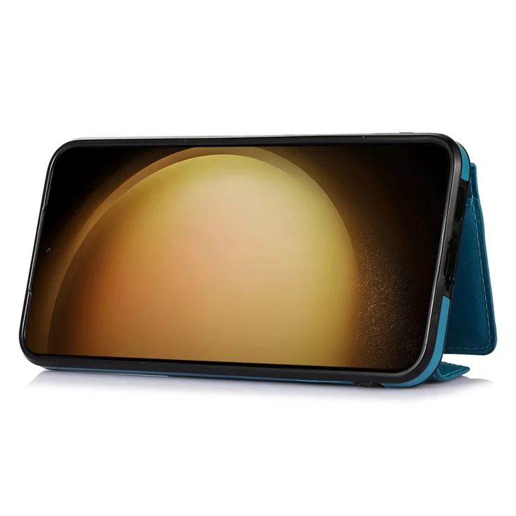 Funda para Samsung Galaxy A34 5G Tapa Triangular Bolsa para Tarjetas de Cuero+TPU Bandolera - Azul