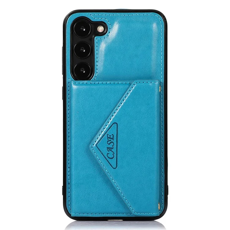 Funda para Samsung Galaxy A34 5G Tapa Triangular Bolsa para Tarjetas de Cuero+TPU Bandolera - Azul