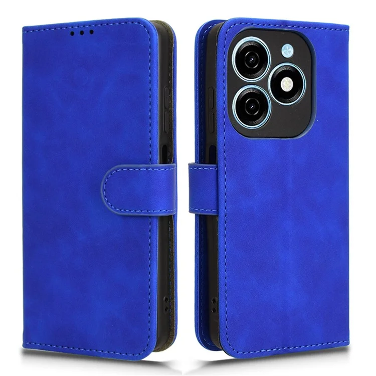 For TECNO Spark 20 Case PU Leather Flip Cover Drop Protection Skin-Touch Wallet Phone Case - Blue