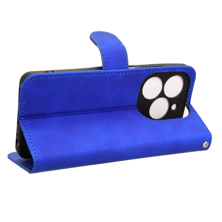 For TECNO Spark 20 Case PU Leather Flip Cover Drop Protection Skin-Touch Wallet Phone Case - Blue