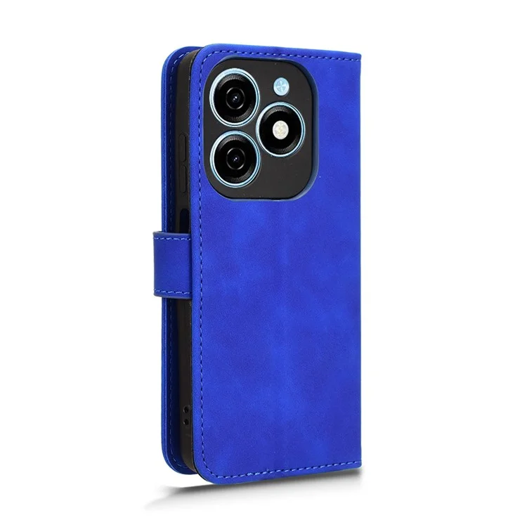 For TECNO Spark 20 Case PU Leather Flip Cover Drop Protection Skin-Touch Wallet Phone Case - Blue
