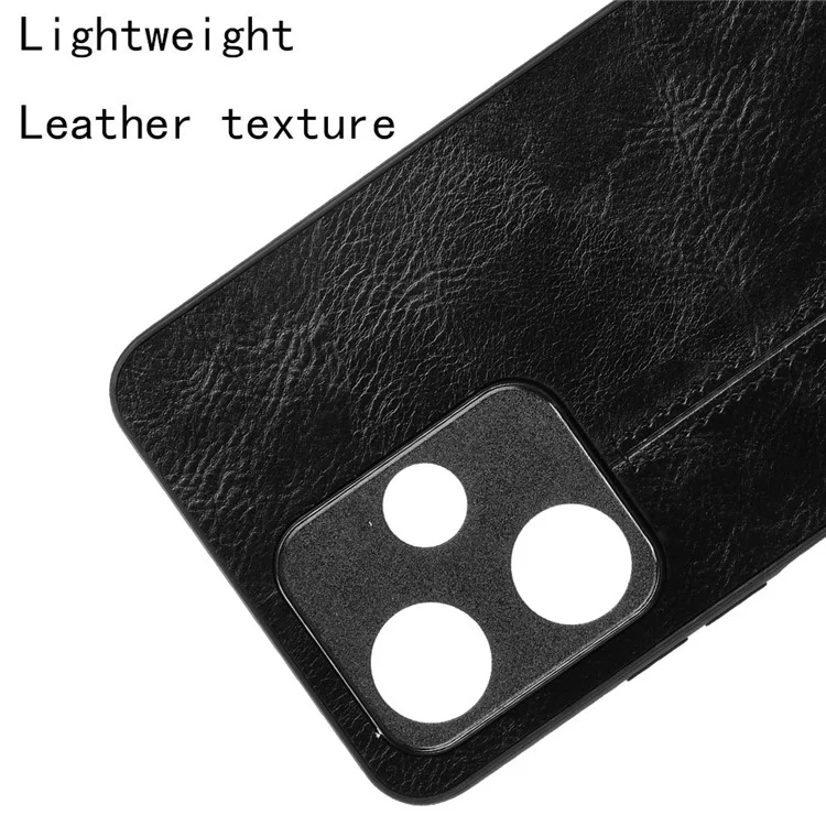 Para Infinix Hot 30 Capa de Telefone Caso PU Leather Stitching Line Back Cover - Preto