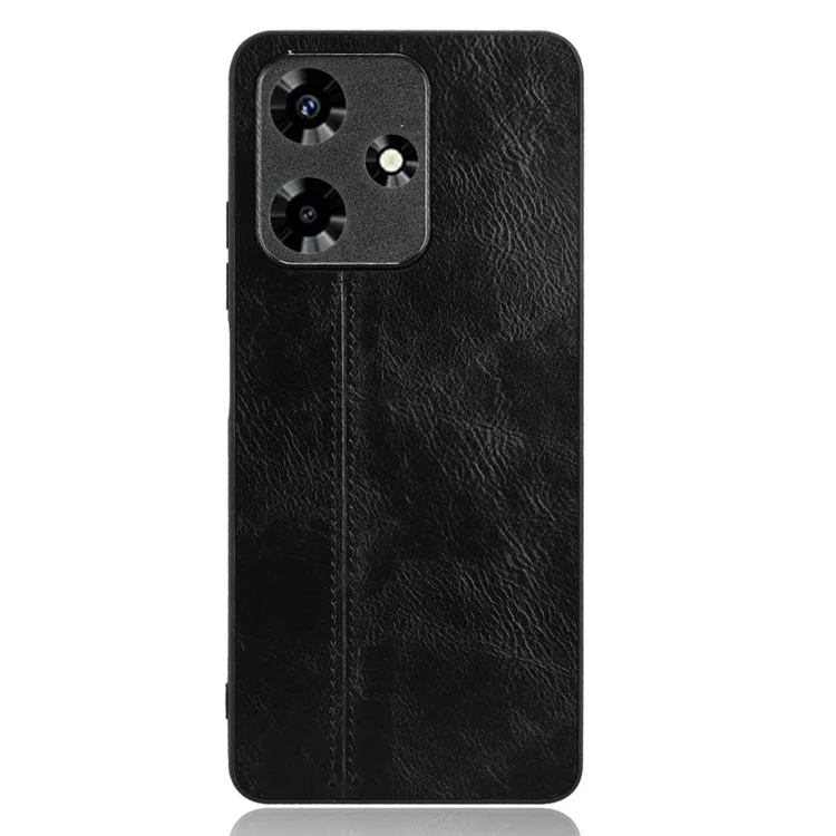 Para Infinix Hot 30 Capa de Telefone Caso PU Leather Stitching Line Back Cover - Preto