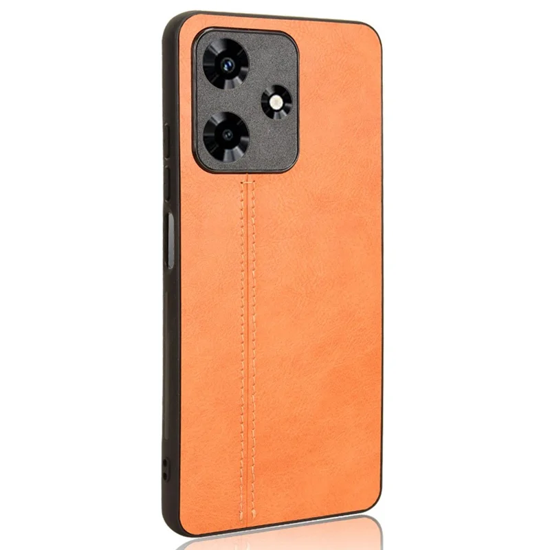 For Infinix Hot 30 Phone Case PU Leather Stitching Line Back Cover - Orange