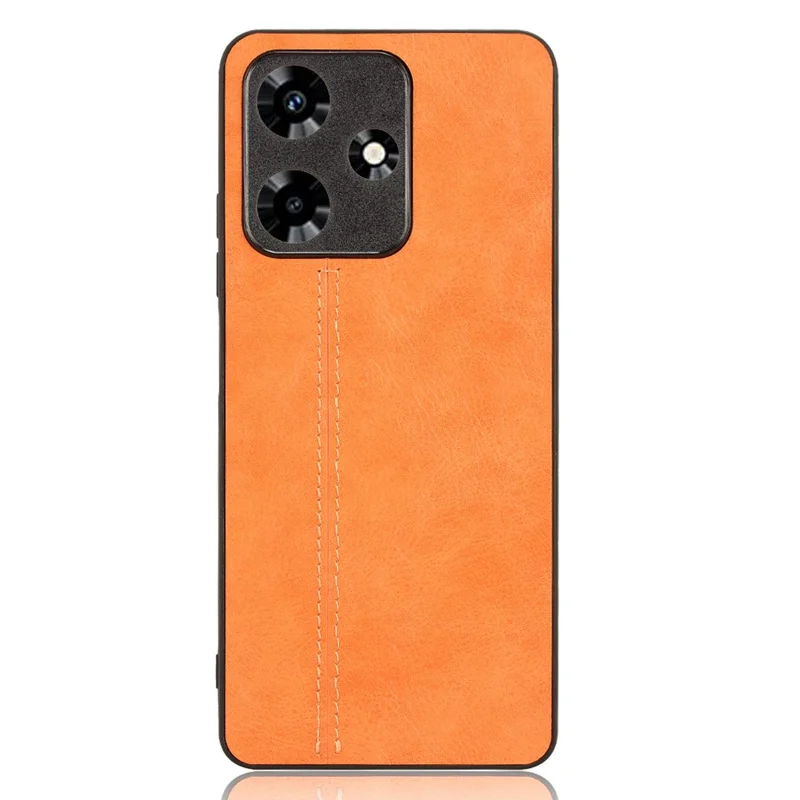 For Infinix Hot 30 Phone Case PU Leather Stitching Line Back Cover - Orange