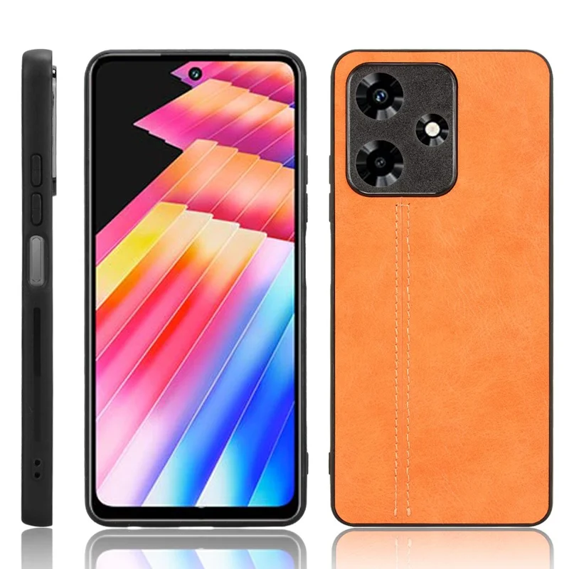 For Infinix Hot 30 Phone Case PU Leather Stitching Line Back Cover - Orange