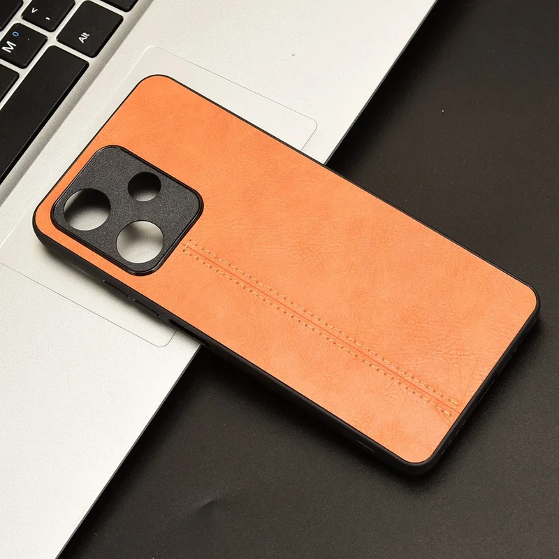 For Infinix Hot 30 Phone Case PU Leather Stitching Line Back Cover - Orange