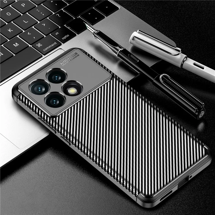 Для Xiaomi Poco F6 Pro 5G / Redmi K70 5G / K70 Pro 5G TPU Чехол Carbon Fiber Texture Camera Protection Phone Cover