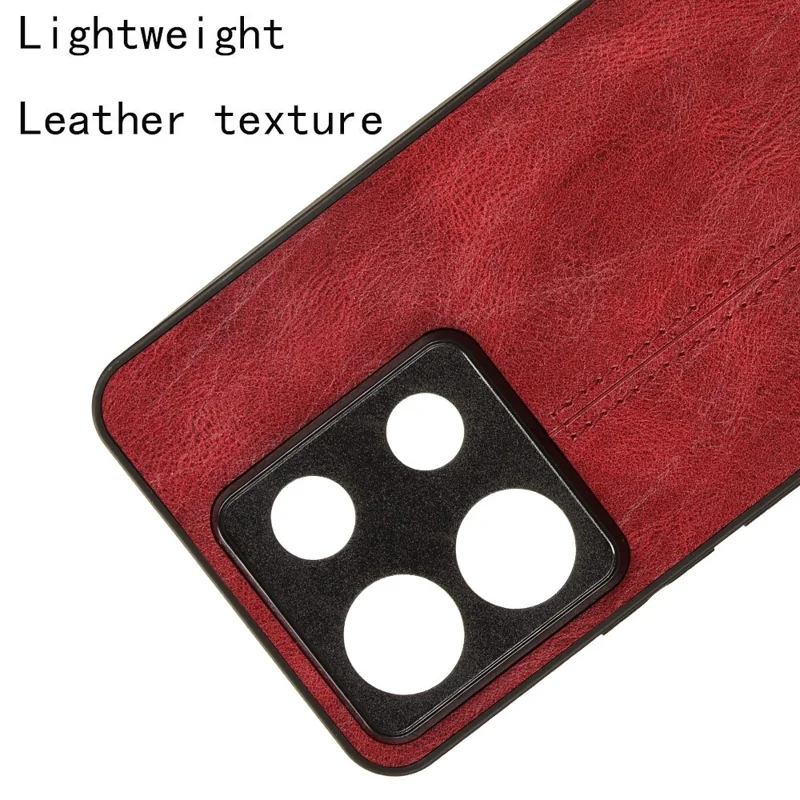 For Xiaomi Redmi Note 13 Pro 5G / Poco X6 5G Phone Case PU Leather Coated PC+TPU Cover - Red