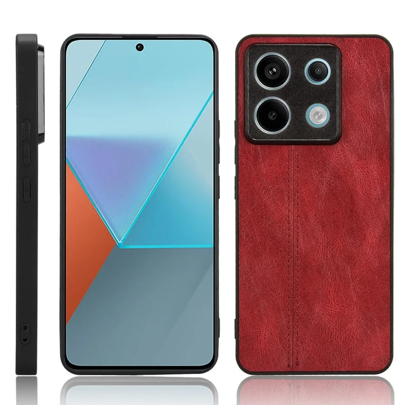 For Xiaomi Redmi Note 13 Pro 5G / Poco X6 5G Phone Case PU Leather Coated PC+TPU Cover - Red
