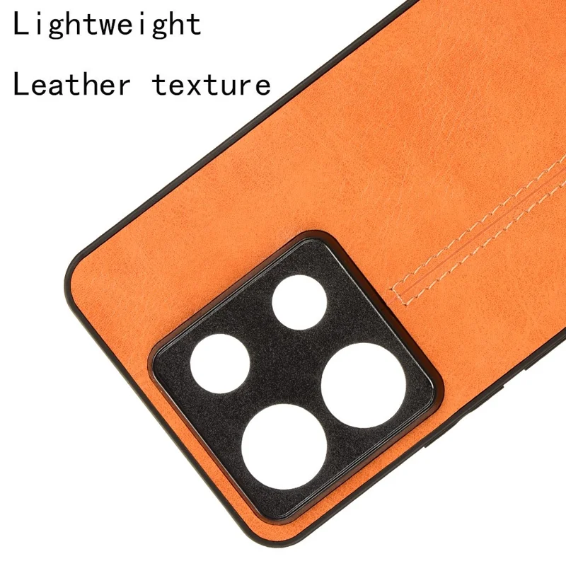 For Xiaomi Redmi Note 13 Pro 5G / Poco X6 5G Phone Case PU Leather Coated PC+TPU Cover - Orange