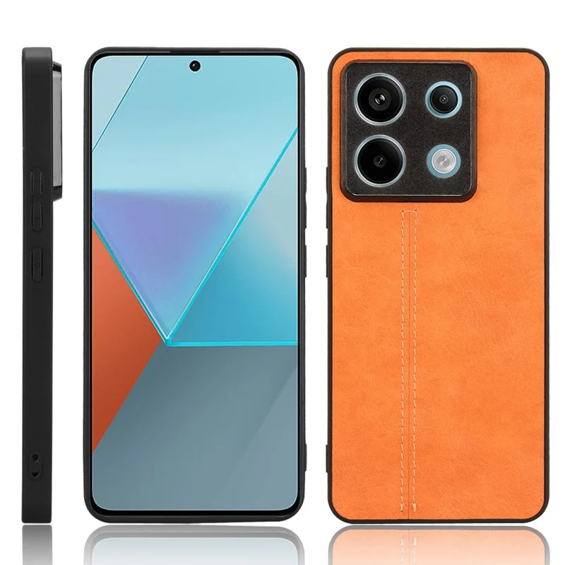 For Xiaomi Redmi Note 13 Pro 5G / Poco X6 5G Phone Case PU Leather Coated PC+TPU Cover - Orange