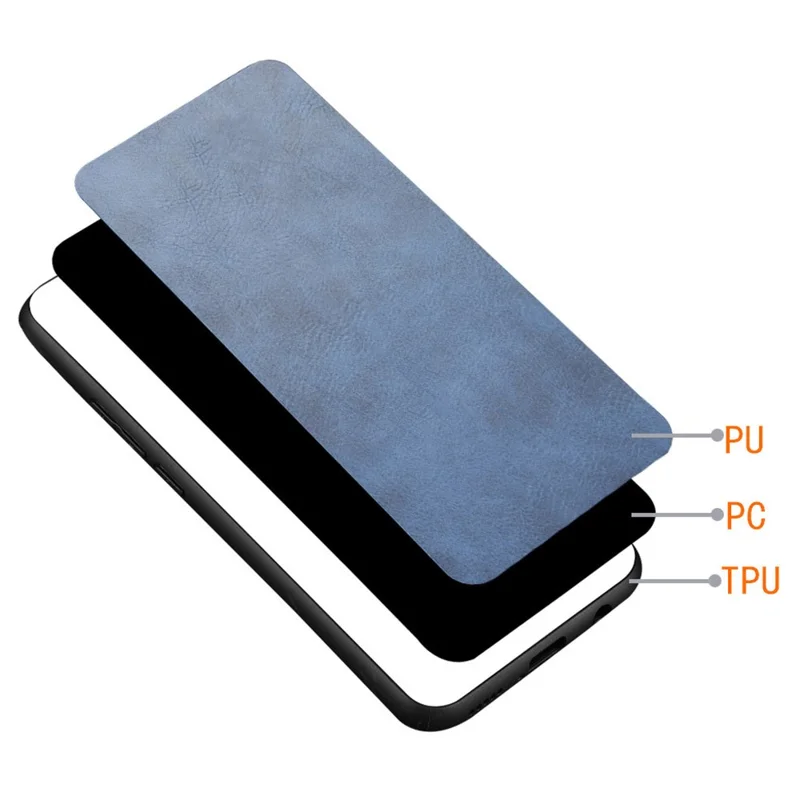 For Xiaomi Redmi Note 13 Pro 5G / Poco X6 5G Phone Case PU Leather Coated PC+TPU Cover - Blue