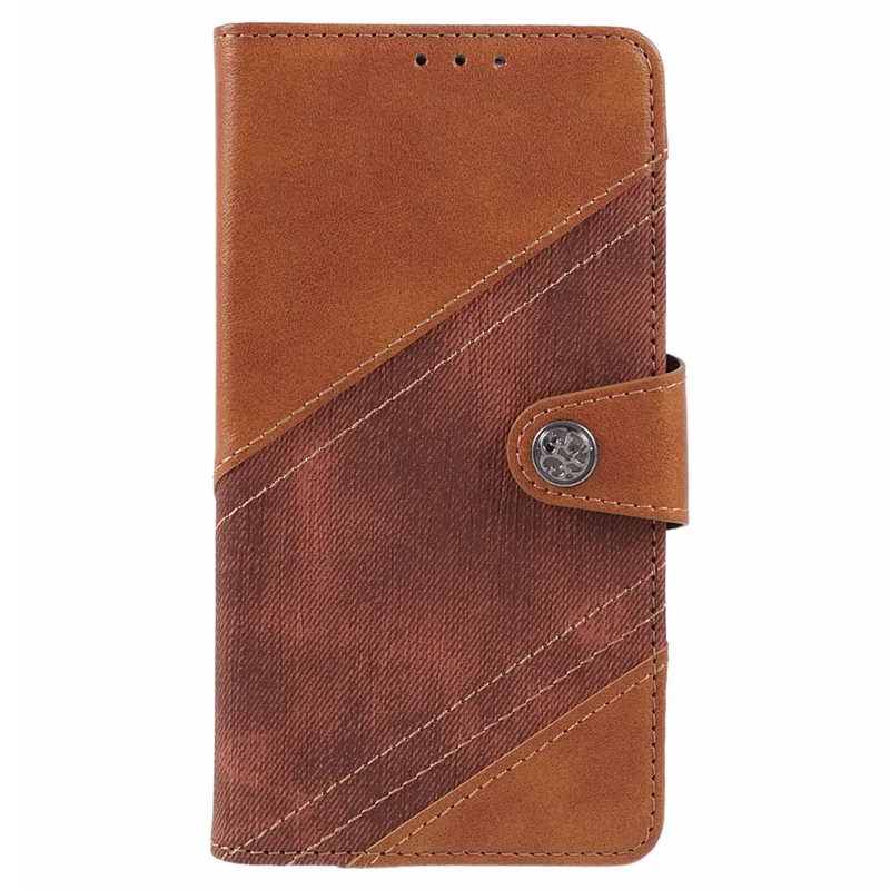 For Samsung Galaxy A34 5G Phone Case Leather Splicing Design Wallet Phone Cover - Brown