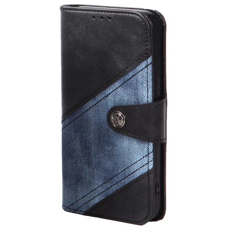 For Samsung Galaxy S23 FE Cell Phone Case Splicing PU Leather Wallet Mobile Phone Cover - Black
