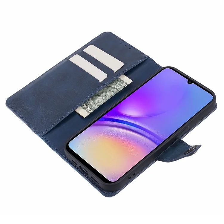 For Samsung Galaxy A15 5G Phone Case Splicing PU Leather Phone Cover Wallet - Dark Blue