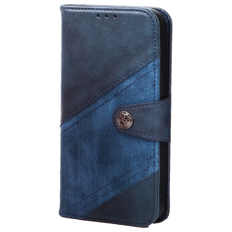 For Samsung Galaxy A15 5G Phone Case Splicing PU Leather Phone Cover Wallet - Dark Blue