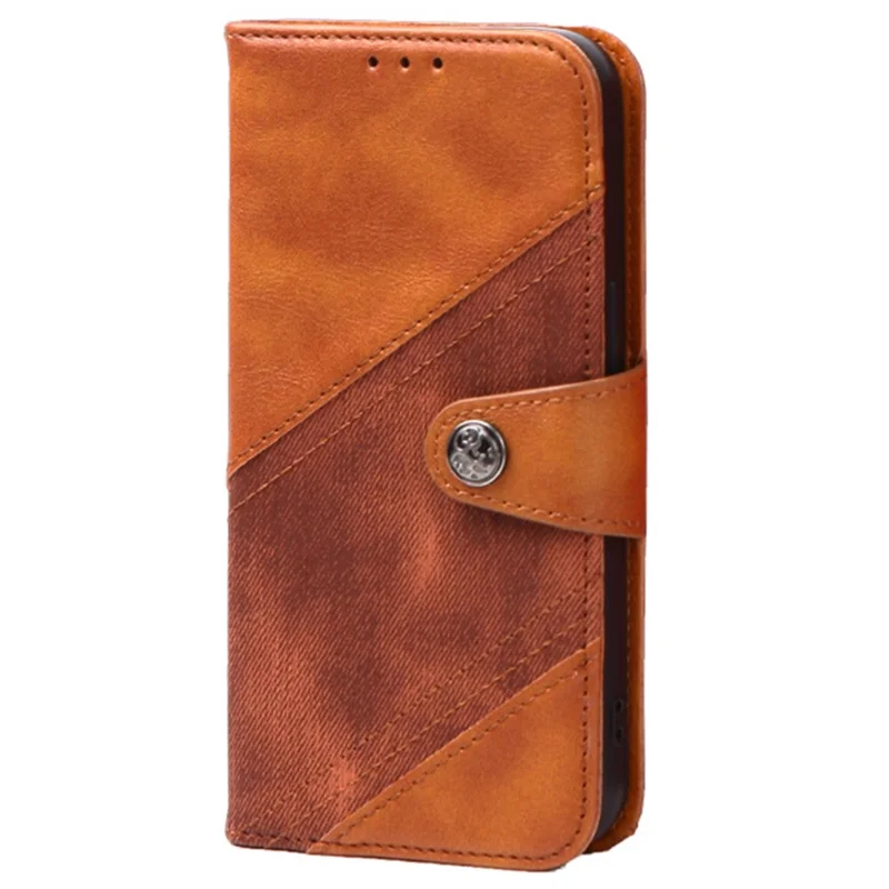 For Samsung Galaxy A15 5G Phone Case Splicing PU Leather Phone Cover Wallet - Brown