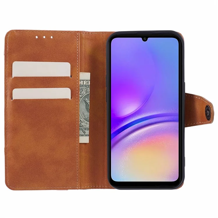Für Samsung Galaxy A05s 4G Handyhülle Brieftasche Splicing TPU + PU Leder Handyhülle - Braun