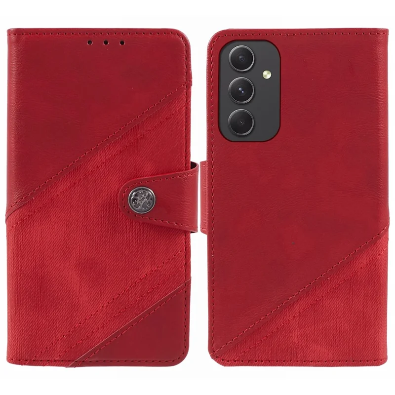 For Samsung Galaxy A05s 4G Phone Case Wallet Splicing TPU + PU Leather Phone Cover - Red