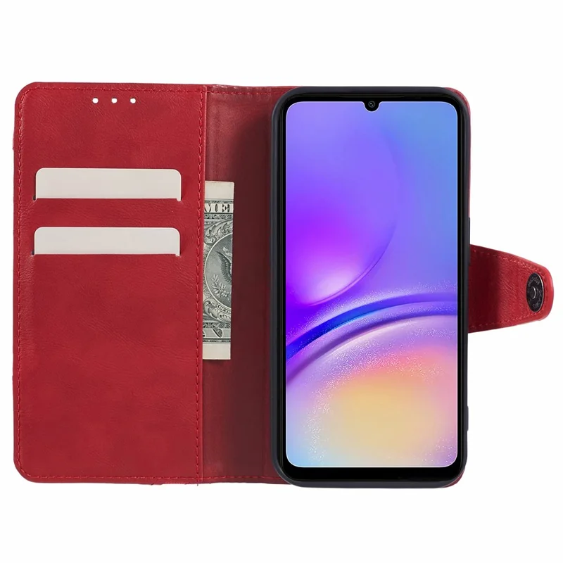 For Samsung Galaxy A05s 4G Phone Case Wallet Splicing TPU + PU Leather Phone Cover - Red