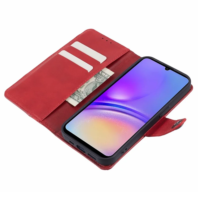 For Samsung Galaxy A05s 4G Phone Case Wallet Splicing TPU + PU Leather Phone Cover - Red