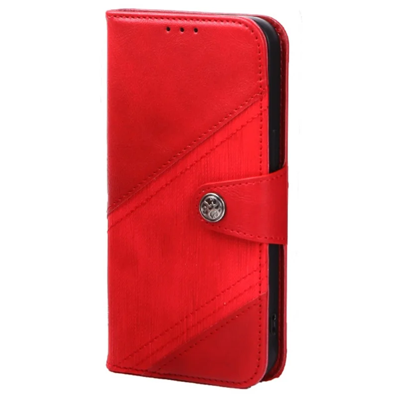 For Samsung Galaxy S24 Mobile Phone Case Splicing Style Phone Cover PU Leather Wallet - Red