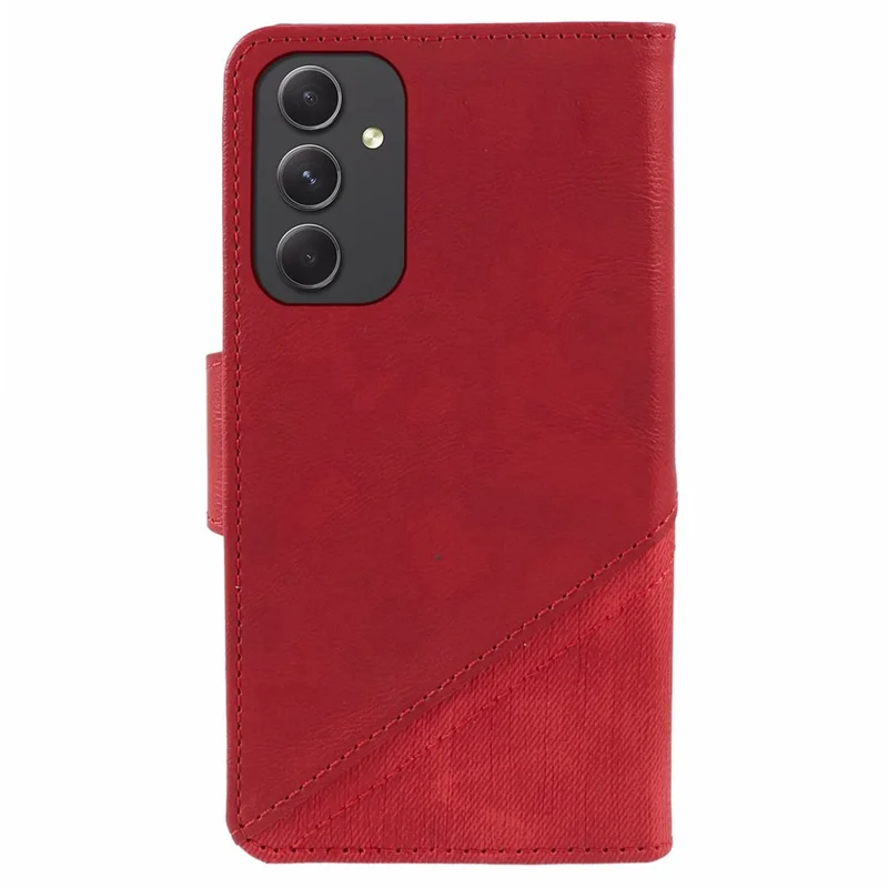 For Samsung Galaxy S24 Mobile Phone Case Splicing Style Phone Cover PU Leather Wallet - Red