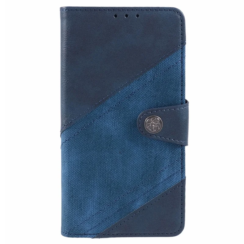 For Samsung Galaxy S24+ Mobile Phone Case Splicing Style PU Leather Wallet Cell Phone Cover - Dark Blue