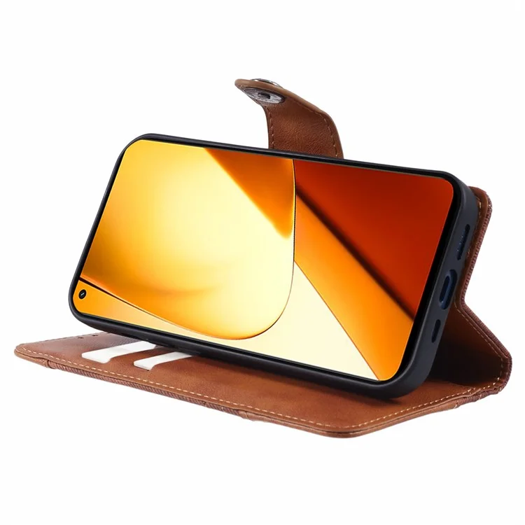 Para Realme 11 5G (Global) / 11x 5G Capa de Telefone Splicing Leather Phone Cover Wallet - Marrom