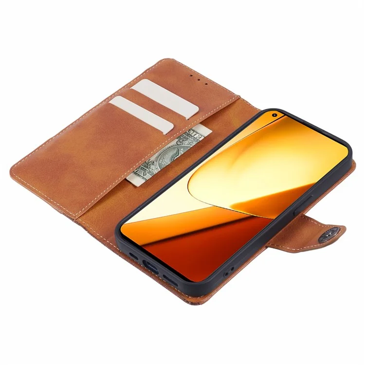 Para Realme 11 5G (Global) / 11x 5G Capa de Telefone Splicing Leather Phone Cover Wallet - Marrom