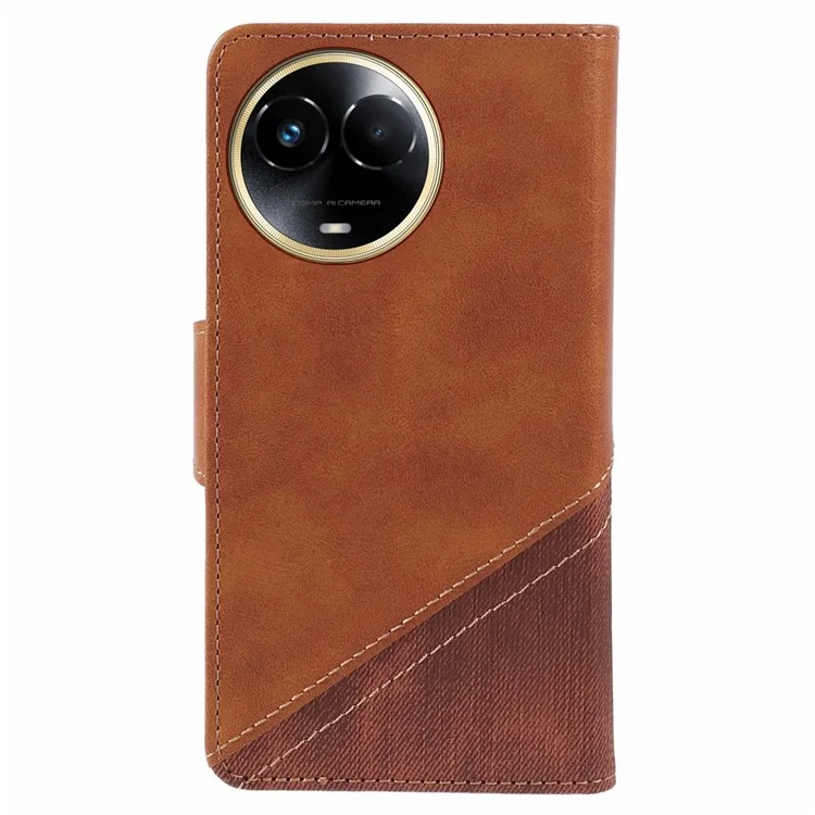 Para Realme 11 5G (Global) / 11x 5G Capa de Telefone Splicing Leather Phone Cover Wallet - Marrom