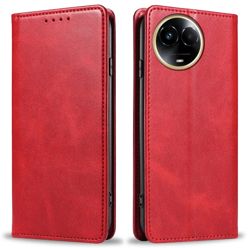 For Realme 11x 5G / 11 5G (Global) Case Slim-Fit PU Leather Mobile Phone Cover - Red