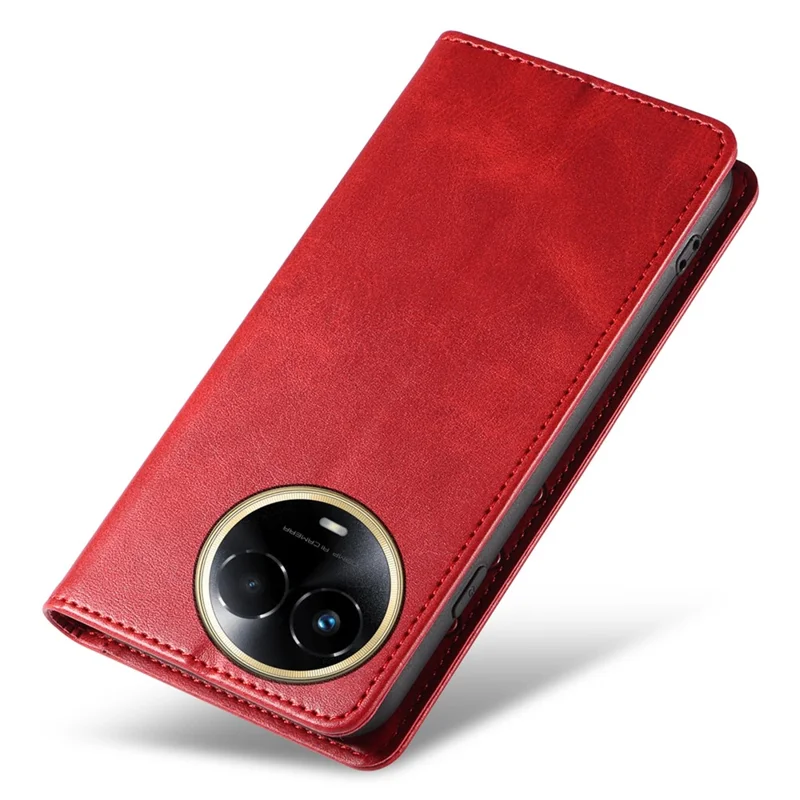 For Realme 11x 5G / 11 5G (Global) Case Slim-Fit PU Leather Mobile Phone Cover - Red