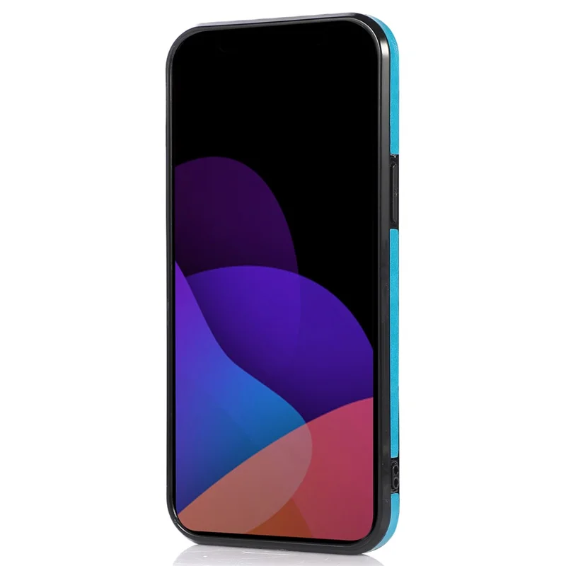 For iPhone 15 Pro Case Card Holder Drop-proof PU+TPU Telefoonhoesje met Schouderband - Blauw