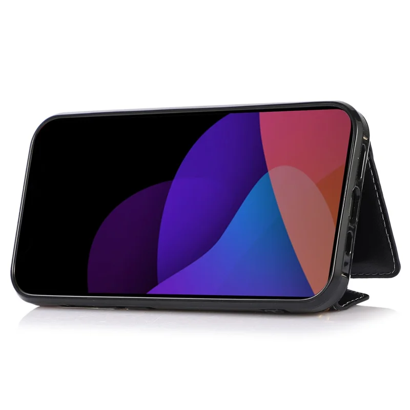 For iPhone 15 Plus Case PU Leather+TPU Card Holder Anti-fall Cover with Long Strap - Black