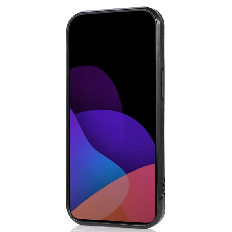 For iPhone 15 Plus Case PU Leather+TPU Card Holder Anti-fall Cover with Long Strap - Black