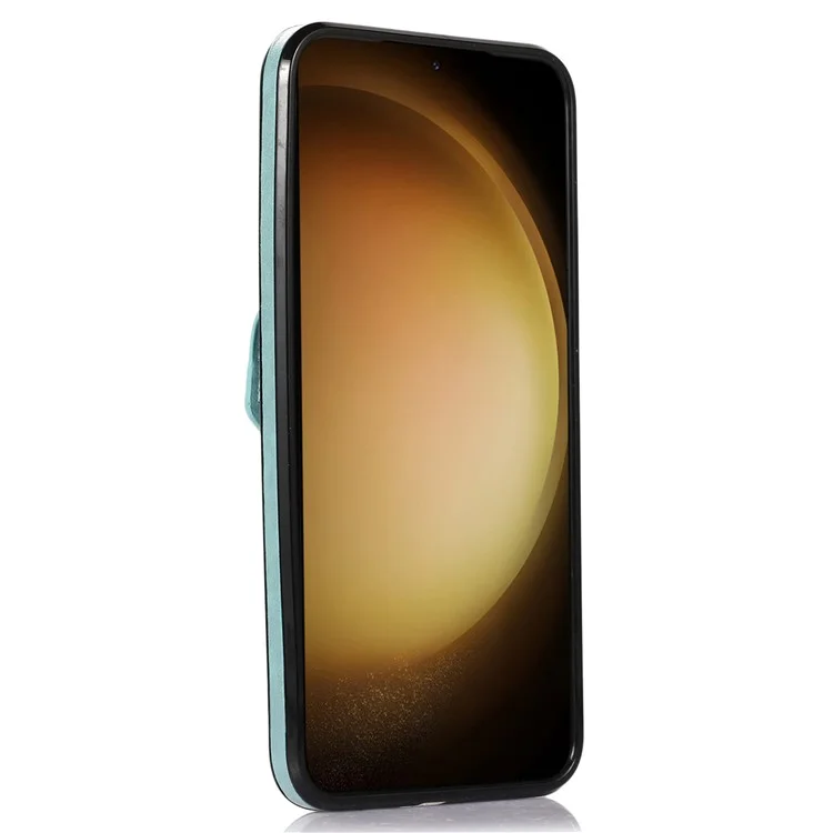 For Samsung Galaxy A34 5G Case Card Holder Kickstand Anti-Scratch PU Leather+TPU Phone Shell - Green