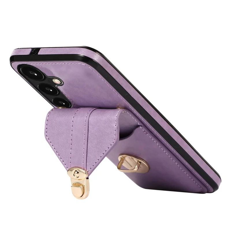 For Samsung Galaxy A14 5G / 4G Case Shockproof Phone Cover Card Holder PU Leather+TPU Phone Shell - Purple