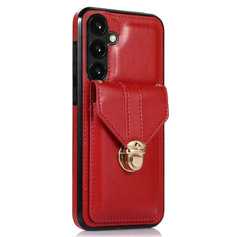 For Samsung Galaxy A05s 4G Case Card Holder Shockproof PU Leather Phone Cover - Red