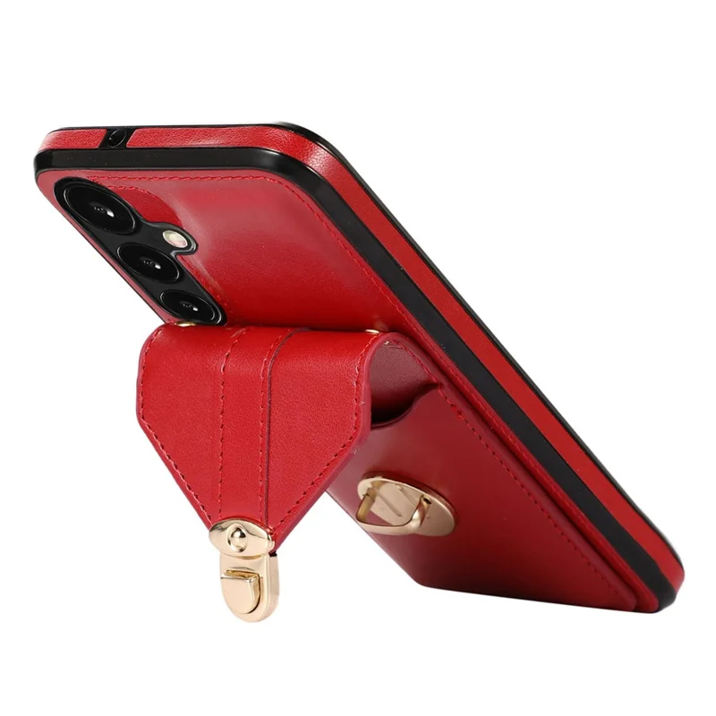 For Samsung Galaxy A05s 4G Case Card Holder Shockproof PU Leather Phone Cover - Red