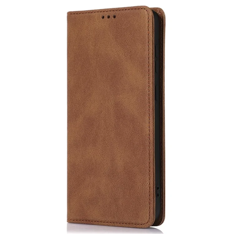 Funda de teléfono de cuero de poliuretano para Samsung Galaxy A15 5G / 4G, con soporte magnético y cartera - Marrón