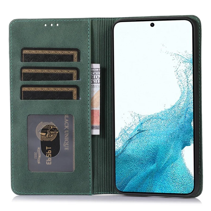 For Samsung Galaxy A34 5G Dustproof Cover Magnetic Stand PU Leather Phone Case Wallet - Green
